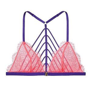VS Very Sexy Pink Eyelash Purple Strappy Bralette